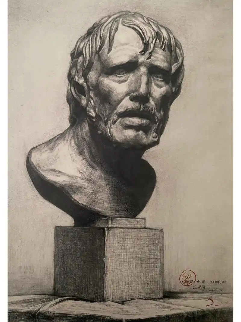 来看看央美附中的石膏像素描画的是怎样的吧! #画画# #美术生# #素描