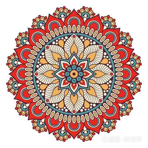 曼陀罗花.老式的装饰元素.东方模式,矢量图.