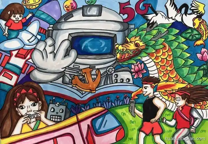 初中生"喜迎二十大 争做好队员"绘画-画画图片大全