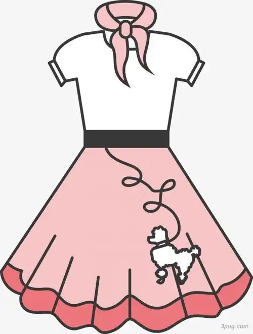 卡通粉色百褶裙png素材透明免抠图片卡通手绘