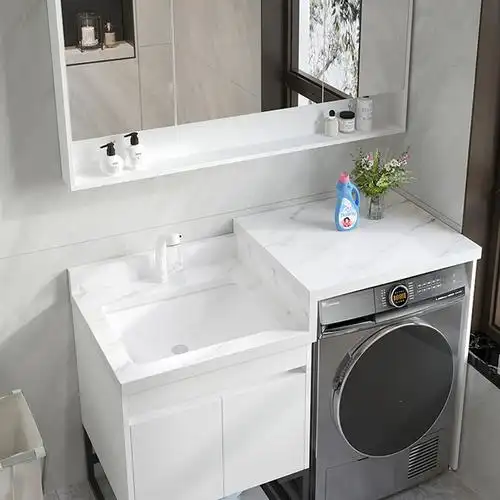 岩板洗衣机一体柜组合阳台伴侣卫生间洗漱台浴室洗手池洗脸盆_1.