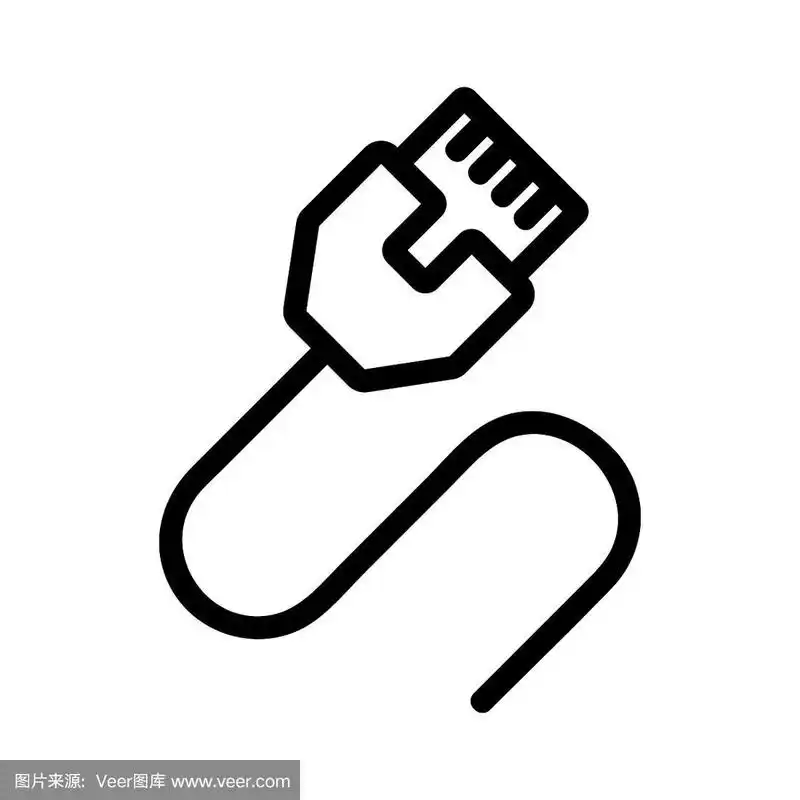 有线互联网图标向量.孤立轮廓符号插图