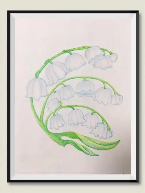 彩铅画铃兰花