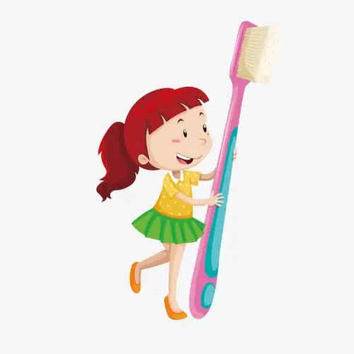 拿牙刷的小女孩