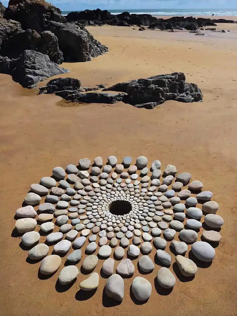 艺术家jon foreman的石子排列艺术,给人一种极为舒适 - 抖音