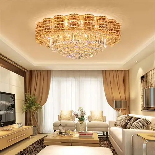 奢华水晶灯客厅灯大气家用圆形吸顶灯led轻奢水晶灯具灯饰