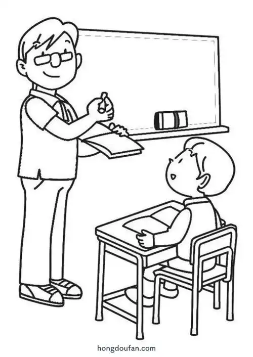 上学,上课,二年级简笔画,儿童简笔画,可爱,同学,手绘,教师节,数学老师