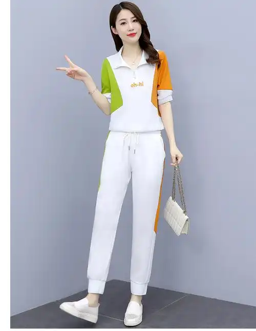 网红休闲时尚套装女夏季新款洋气夏装气质炸街运动服两件套