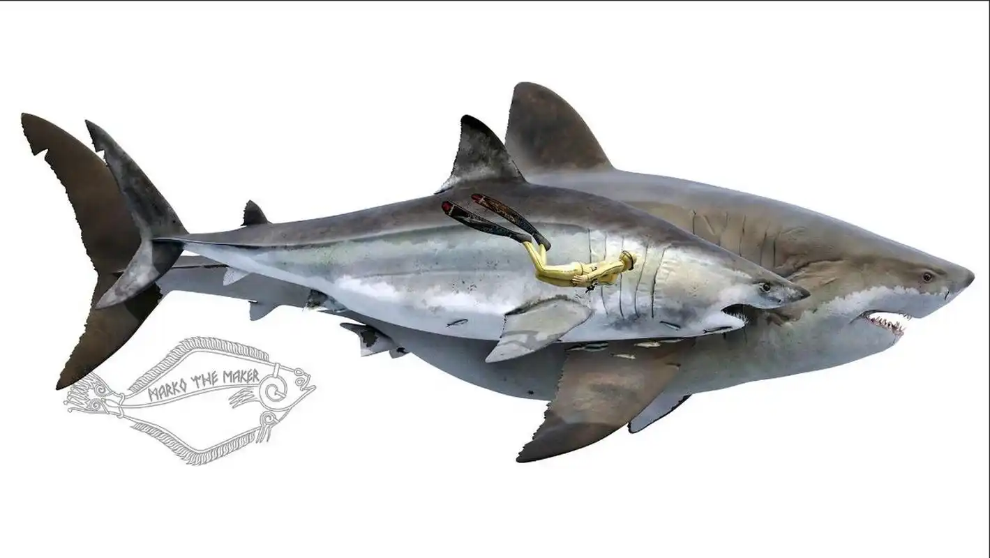 最大的掠食性鲨鱼就是大名鼎鼎的大白鲨(噬人鲨),但在并不遥远的史前