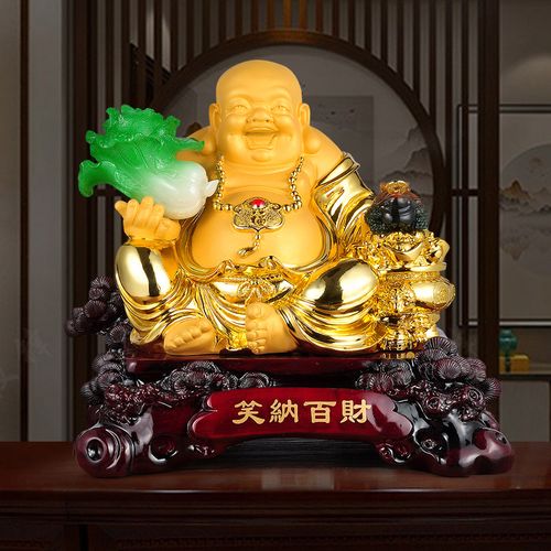 笑纳百财佛像弥勒佛摆件招财公司店铺开业礼品家居客厅玄关装饰品