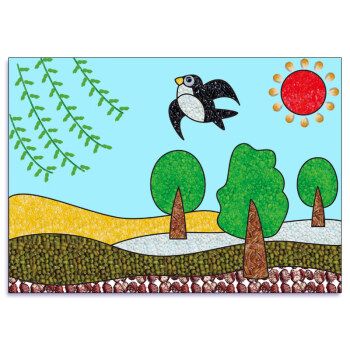 霜魄植树节手工制作小学生五谷杂粮豆子粘贴画材料包手工diy种子春天