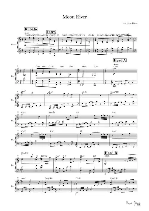 moonriver钢琴谱hanspiano
