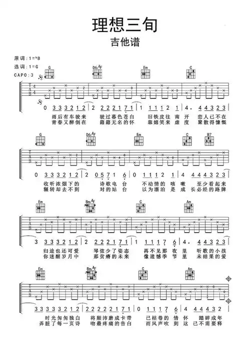 理想三旬吉他谱第1页
