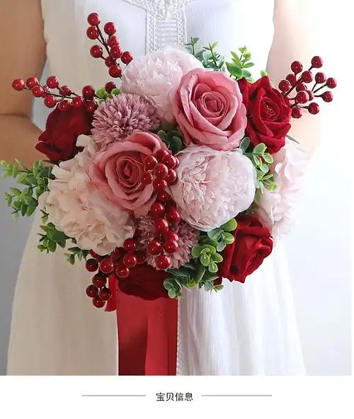 韩式新娘手捧花_韩式新娘手捧花道具仿真鲜花束婚礼影楼婚纱摄影 - 阿