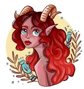 黄道星座的空气.绿色和黄色矢量插图摩羯座摩羯座.