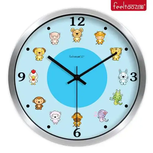 飞淘正品挂表 现代时尚客厅静音挂钟 可爱卡通儿童房生肖大钟表