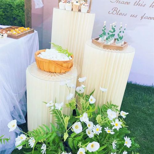 创意橱窗装饰婚庆道具纸质折叠罗马柱路引圆柱软装陈列架展柜展台