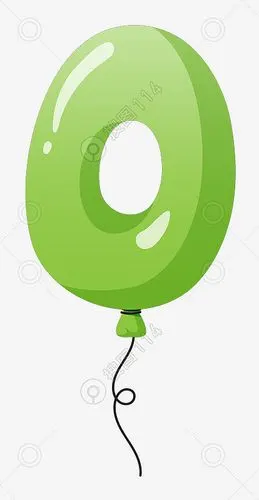 绿色0数字气球图片免费下载,图片主题是设计元素,使用场景是卡通手绘