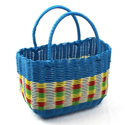 特大号手工塑料编织购物收纳菜篮手提购物篮