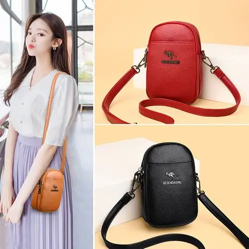 袋鼠女包 斜挎包 迷你包_袋鼠包包女包新款2019时尚真皮迷你斜挎小包