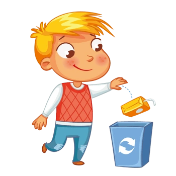 卡通手绘男孩扔垃圾