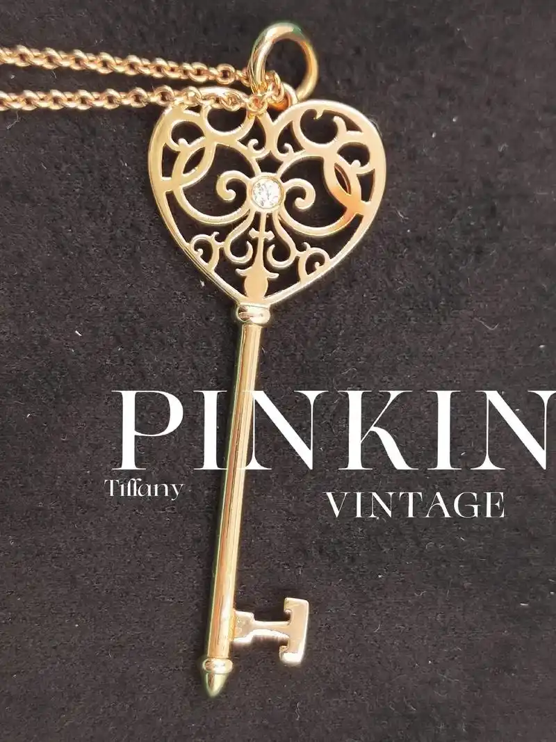 tiffany蒂芙尼白金单钻爱心钥匙项链
