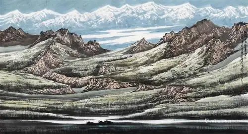 【青藏七月碧连天 镜心 设色纸本】拍卖品_图片_价格_鉴赏_绘画_雅昌