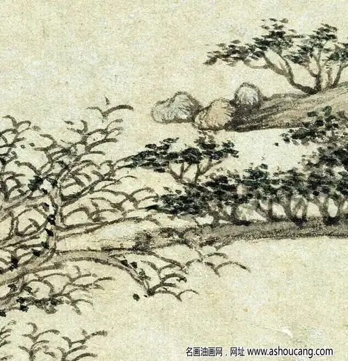 元王蒙西郊草堂图国画高清大图下载