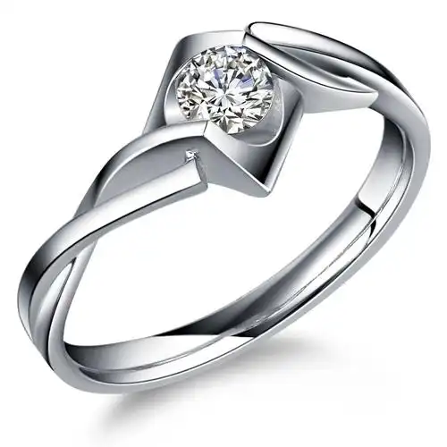 爱宝莉 白18k金 pt950铂金 结婚 钻戒 天然钻石戒指 女 pt铂金32分 ij