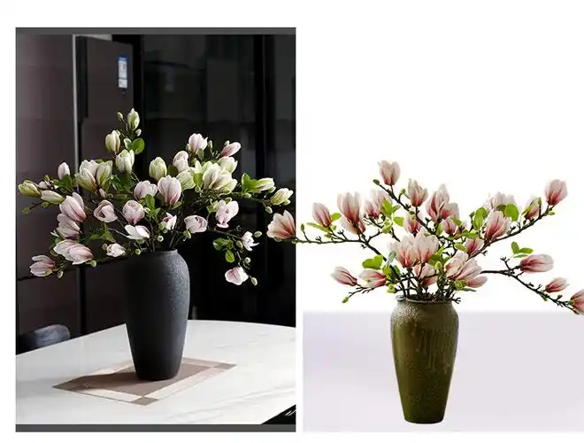 客厅落地花瓶假花摆件绢花欧式玉兰花仿真花手感pu大玉兰客厅装饰大束
