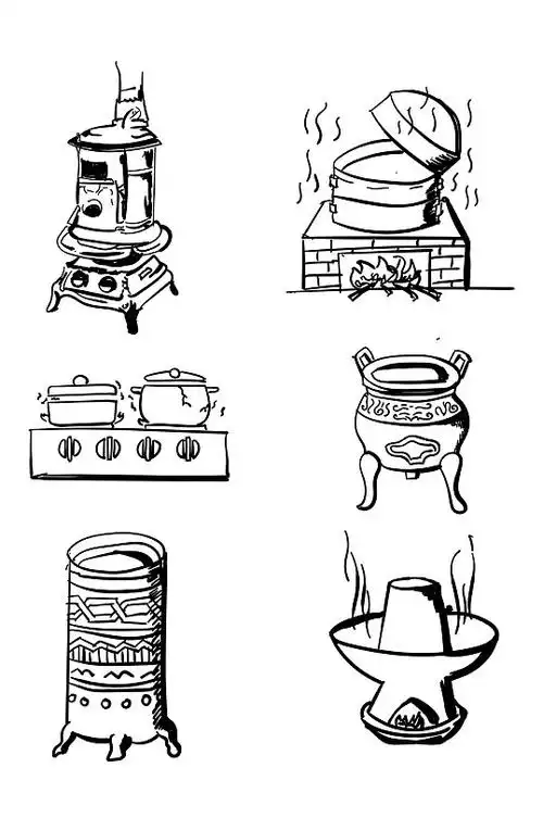 火炉炉子手绘炼丹炉线稿