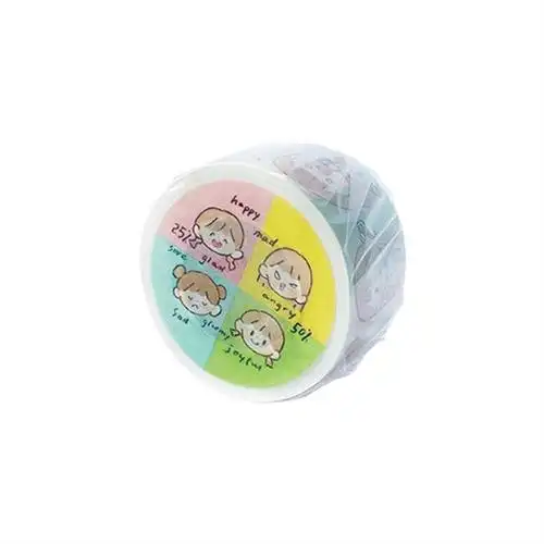 新品卓人物可爱少女分装整卷胶带手帐表情阿卓胶带