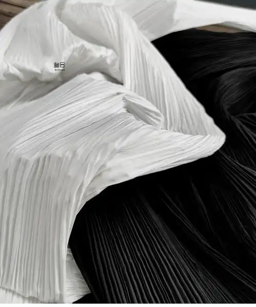 黑白三宅一生压褶/可塑百褶褶皱硬挺创意造型背景婚纱设计师面料