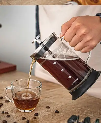 seecin法压壶玻璃手冲咖啡壶