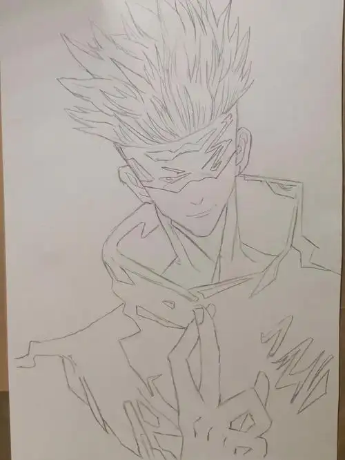 手绘咒术回战五条悟含线稿