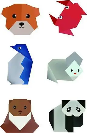 动物变折纸折纸加拼图几何图形组成的纸艺动物亲子同乐造型折纸折纸