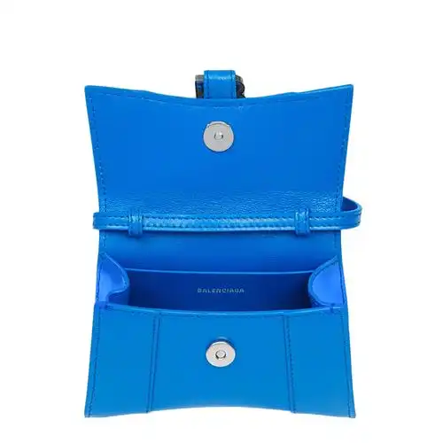 巴黎世家 2020新款handle hourglass 蓝色亮皮小牛皮迷你单肩手提沙漏