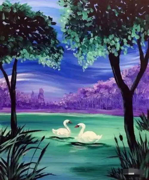 水粉画风景简单水粉画风景简单海边