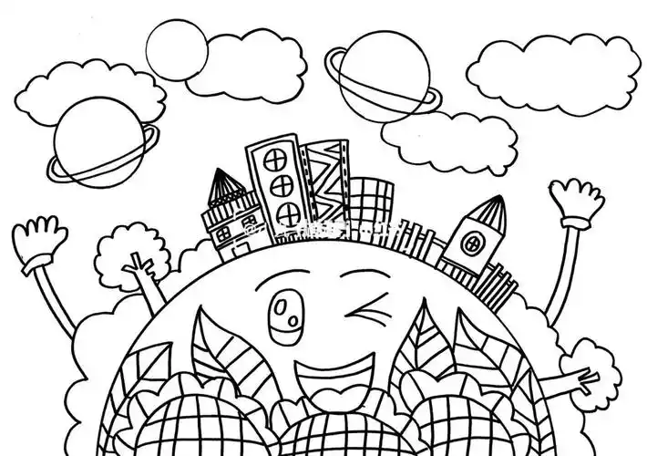 绘画爱护地球保护地球环境植树节儿童画从我做起简笔画怎么画保护环境