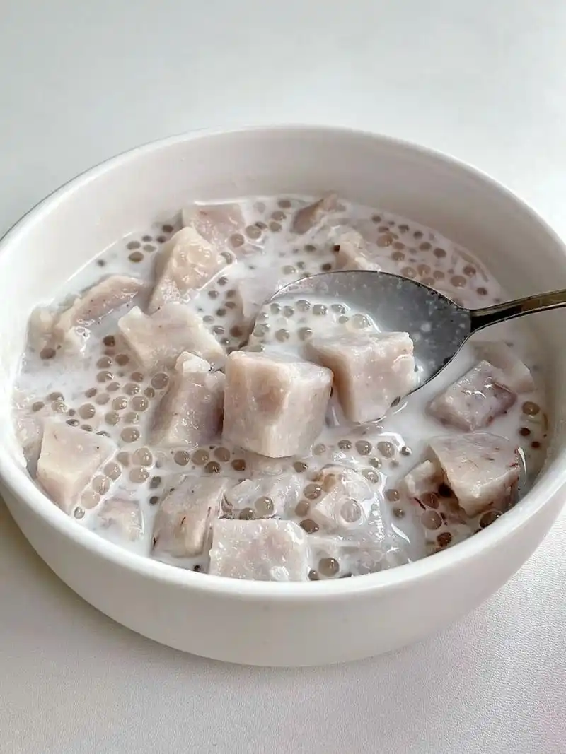 香芋椰汁西米露!怎么会这么好吃! 奶乎乎的~香甜软糯!