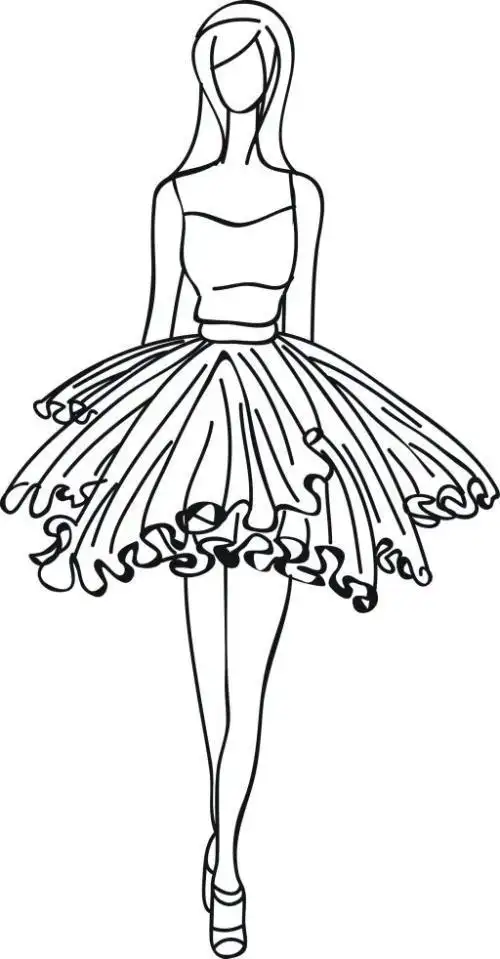 花朵裙子女孩简笔画