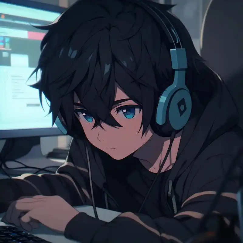 5250耳机少年5250 一组戴耳机的动漫男生头像