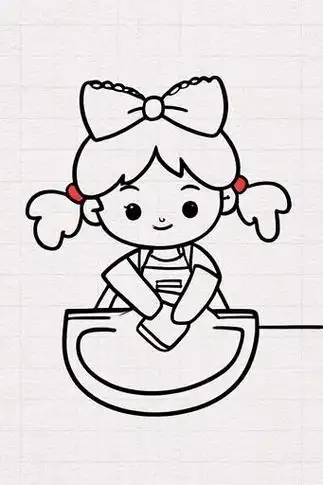 👧女孩洗碗的简笔画🥣