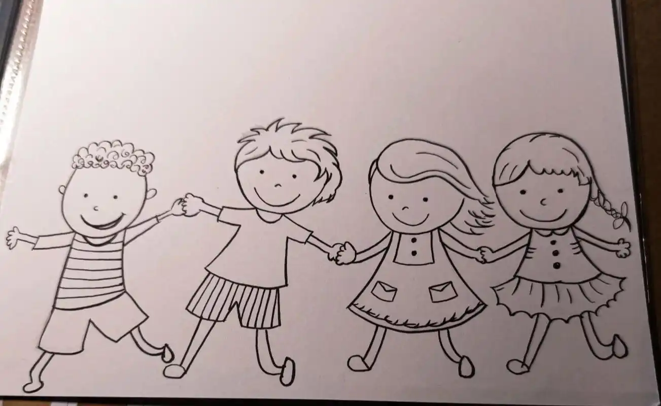 马克笔·手拉手的小朋友 小可爱.