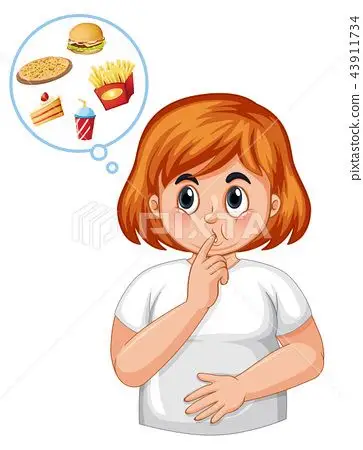 插图素材: diabetic girl feel hungry