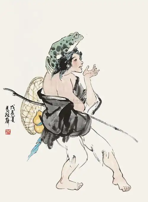 5078刘海戏金蟾立轴设色纸本