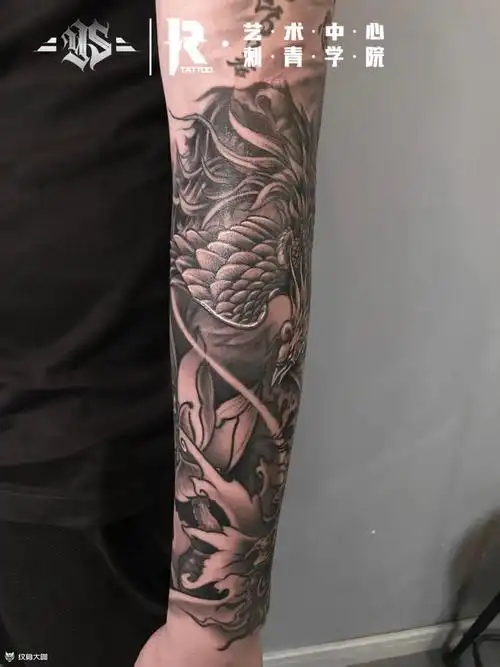 传统凤凰包小臂_纹身图案手稿图片_耀扬的纹身作品集