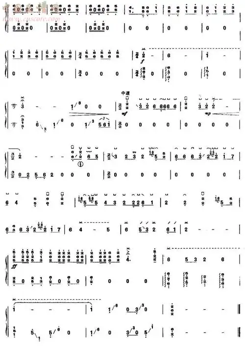 山丹丹开花红艳艳古筝谱