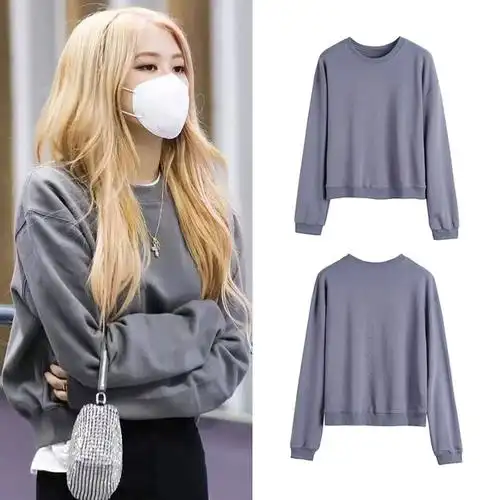 朴彩英同款衣服 blackpink朴彩英rose同款衣服卫衣女春秋薄款早秋上衣