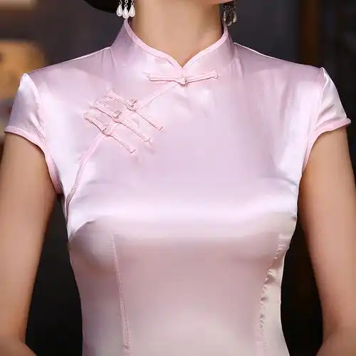 2016新款纯色丝绸旗袍裙 复古时尚改良